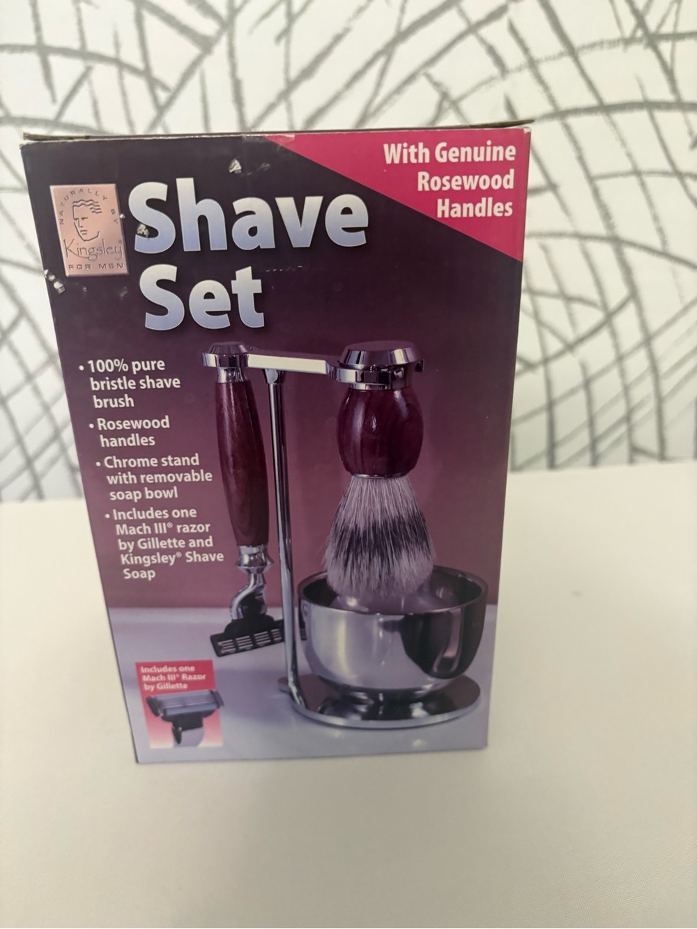 Kingsley for Men Luxury Shave Set - Genuine Rosewood & Chrome